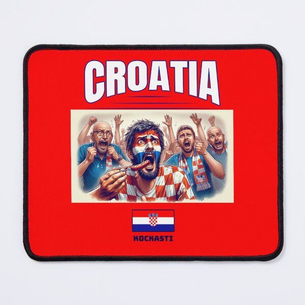 Item preview, Croatian Fans Euro24, sausage on a Fork. Croatia designed and sold by Get-Forked.