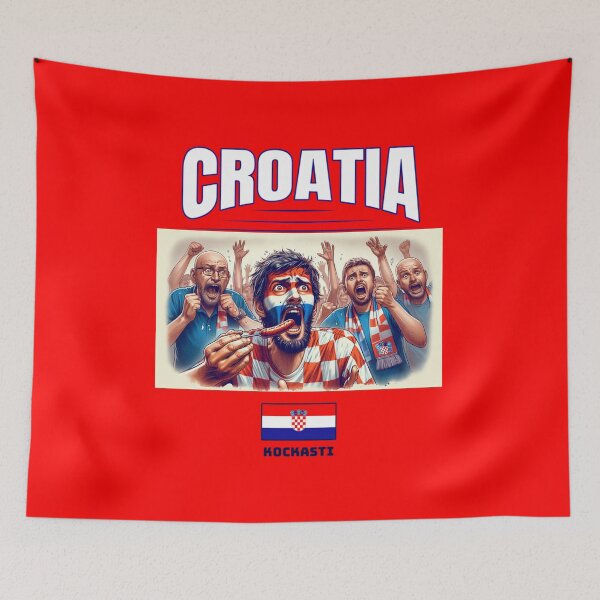 Item preview, Croatian Fans Euro24, sausage on a Fork. Croatia designed and sold by Get-Forked.