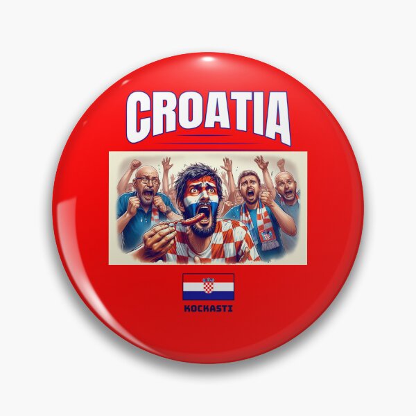 Item preview, Croatian Fans Euro24, sausage on a Fork. Croatia designed and sold by Get-Forked.