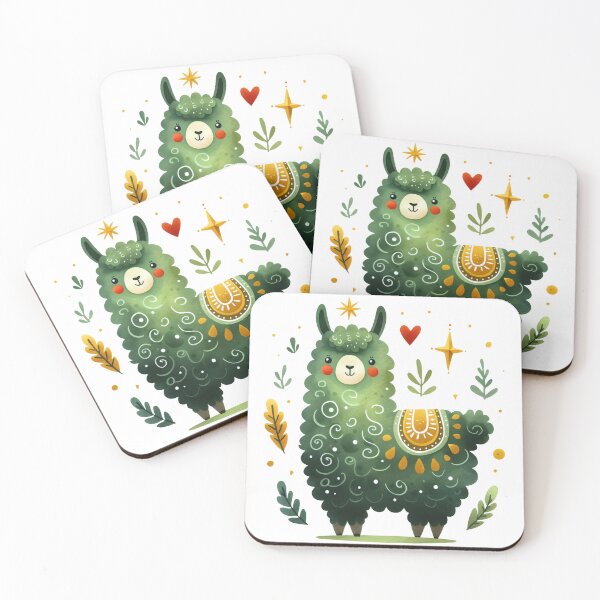 Item preview, Scandinavian Folk Art Cute Chubby Llama designed and sold by FOLK ART FUSION by heidiannemorris.