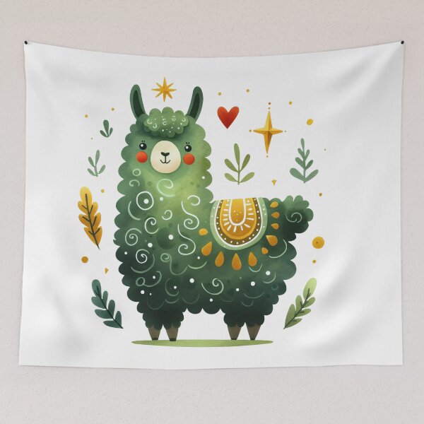 Item preview, Scandinavian Folk Art Cute Chubby Llama designed and sold by FOLK ART FUSION.