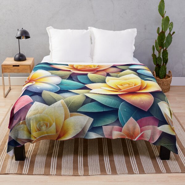 Item preview, Blossoming Harmony A Mosaic of Colourful Frangipani Petals designed and sold by ArtComixHaven.