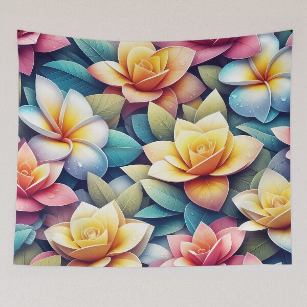 Item preview, Blossoming Harmony A Mosaic of Colourful Frangipani Petals designed and sold by ArtComixHaven.