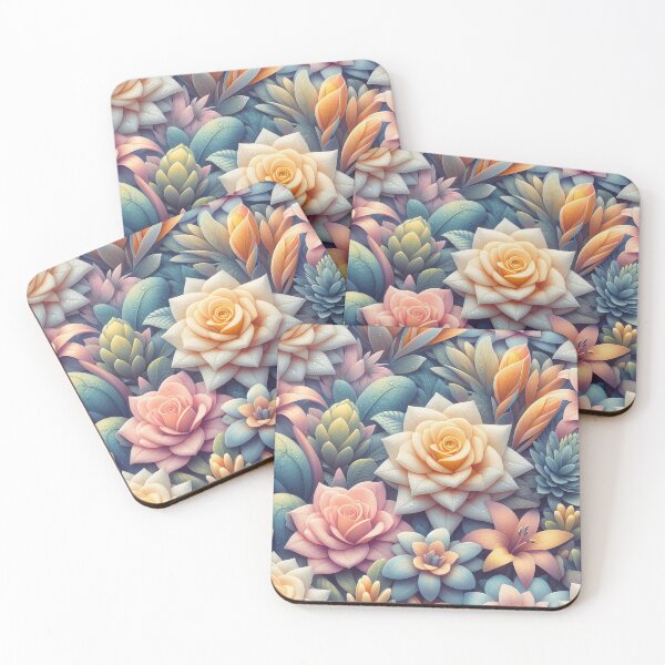 Item preview, Dew-Kissed Succulents Pastel Perfection in Floral Arrangement designed and sold by ArtComixHaven.