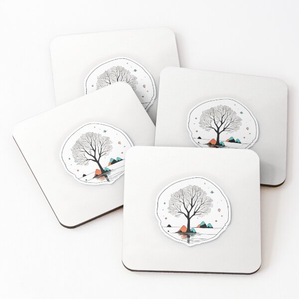 Item preview,  One tree and  water reflection ,stones minimalist Illustration designed and sold by simaso.