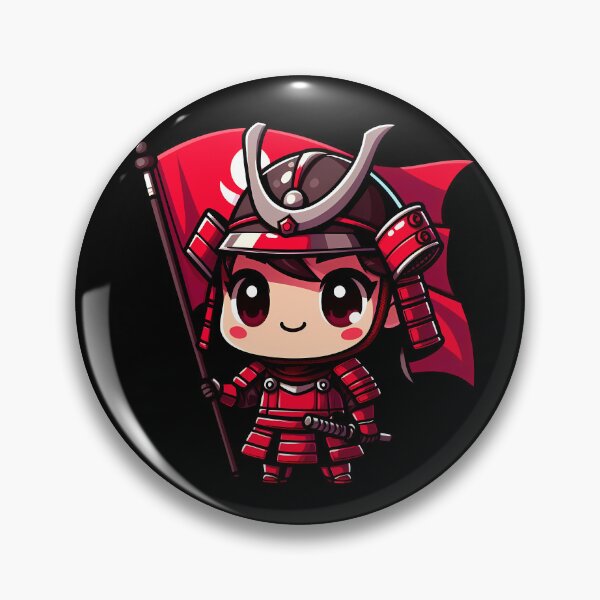 Item preview, Cute Chibi Red Samurai With War Banner designed and sold by Funny Vintage Stickers And T-Shirts.