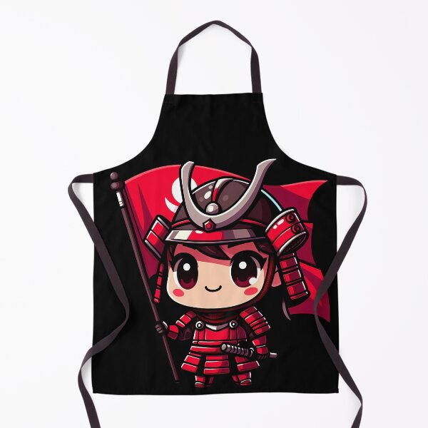 Item preview, Cute Chibi Red Samurai With War Banner designed and sold by Funny Vintage Stickers And T-Shirts.