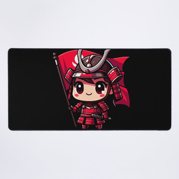 Item preview, Cute Chibi Red Samurai With War Banner designed and sold by Funny Vintage Stickers And T-Shirts.