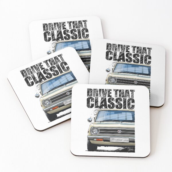 Item preview, Drive That Classic featuring the Iconic Datsun 1200 in ivory. (light coloured background) designed and sold by Petrolhead T-Shirts and Art.