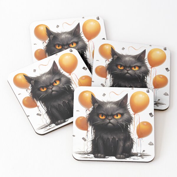 Item preview, Grumpy Funny and Purrfectly Mischievous Black Cat Balloon Bonanza! designed and sold by dcohea.