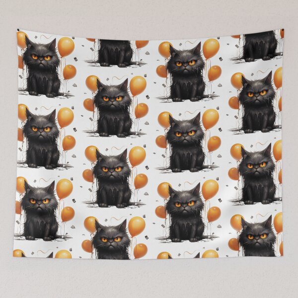 Item preview, Grumpy Funny and Purrfectly Mischievous Black Cat Balloon Bonanza! designed and sold by dcohea.