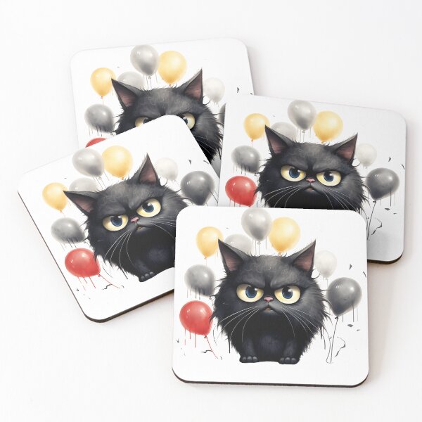 Item preview, Grumpy Funny and Purrfectly Mischievous Black Cat Balloon Bonanza! designed and sold by dcohea.