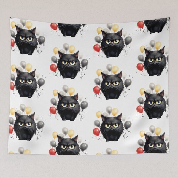 Item preview, Grumpy Funny and Purrfectly Mischievous Black Cat Balloon Bonanza! designed and sold by dcohea.