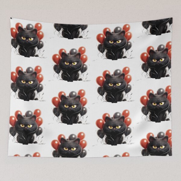 Item preview, Grumpy Funny and Purrfectly Mischievous Black Cat Balloon Bonanza! designed and sold by dcohea.