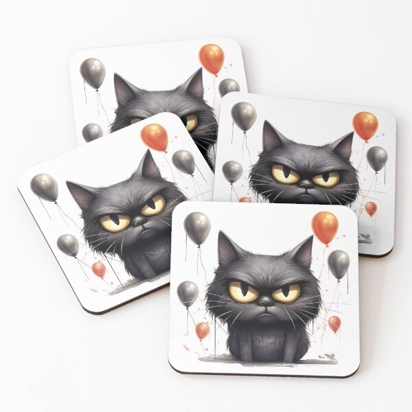 Item preview, Grumpy Funny and Purrfectly Mischievous Black Cat Balloon Bonanza! designed and sold by dcohea.