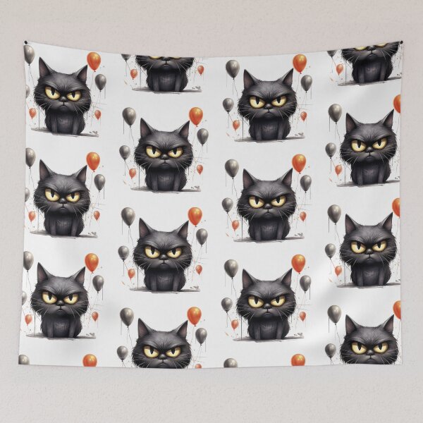 Item preview, Grumpy Funny and Purrfectly Mischievous Black Cat Balloon Bonanza! designed and sold by dcohea.
