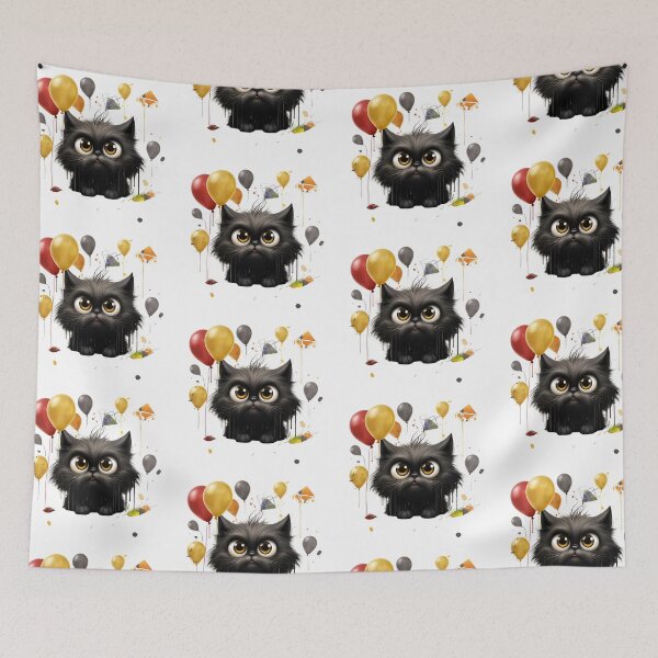Item preview, Grumpy Funny and Purrfectly Mischievous Black Cat Balloon Bonanza! designed and sold by dcohea.