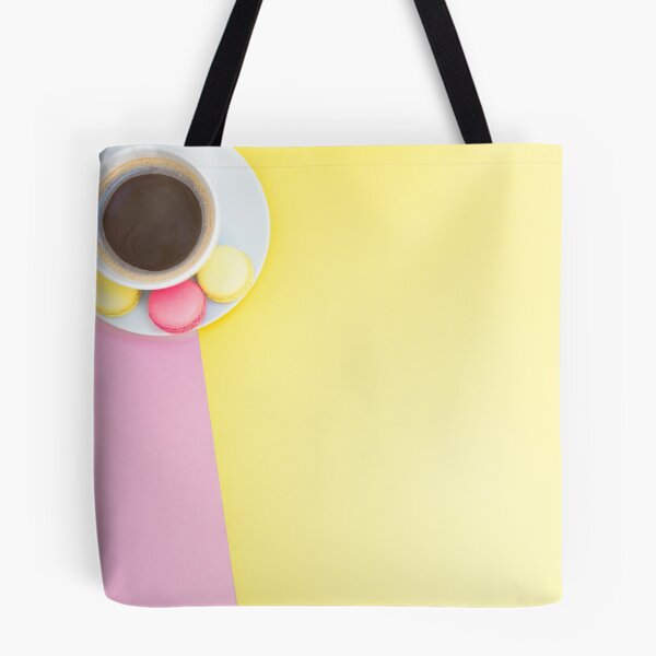 Item preview, Flat lay of coffee cup with macaroons designed and sold by dvoevnore.