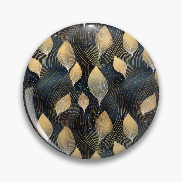 Item preview, Abstract pattern with leaves in golden and dark blue tones. Linart with foliage in golden paint. Luxury style. designed and sold by SculpterioShop.