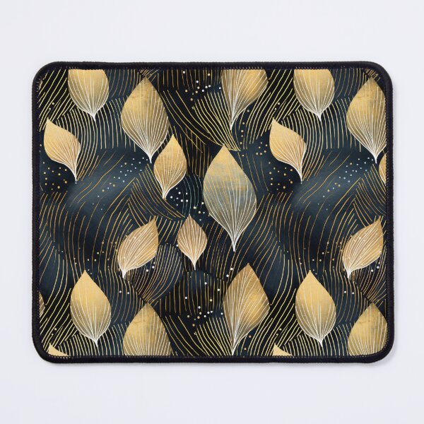 Item preview, Abstract pattern with leaves in golden and dark blue tones. Linart with foliage in golden paint. Luxury style. designed and sold by SculpterioShop.