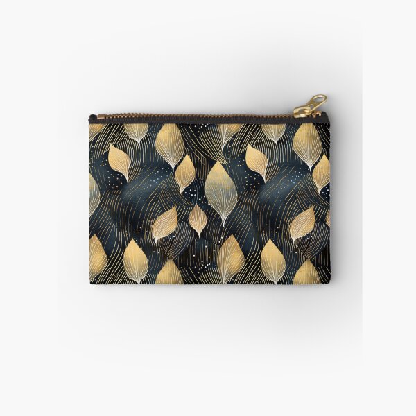 Item preview, Abstract pattern with leaves in golden and dark blue tones. Linart with foliage in golden paint. Luxury style. designed and sold by SculpterioShop.