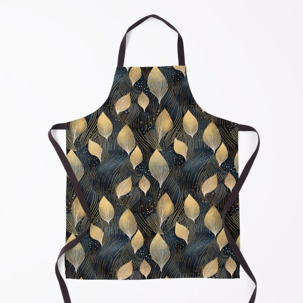 Item preview, Abstract pattern with leaves in golden and dark blue tones. Linart with foliage in golden paint. Luxury style. designed and sold by SculpterioShop.