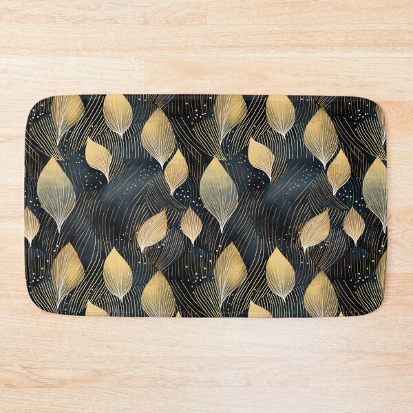 Item preview, Abstract pattern with leaves in golden and dark blue tones. Linart with foliage in golden paint. Luxury style. designed and sold by SculpterioShop.