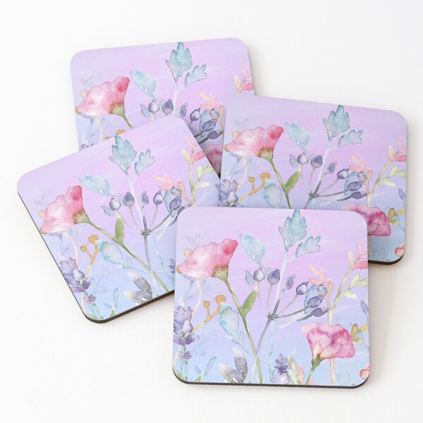 Item preview, Pastel Pink, Blue, Purple Watercolor Flowers  designed and sold by DreamingDuck.