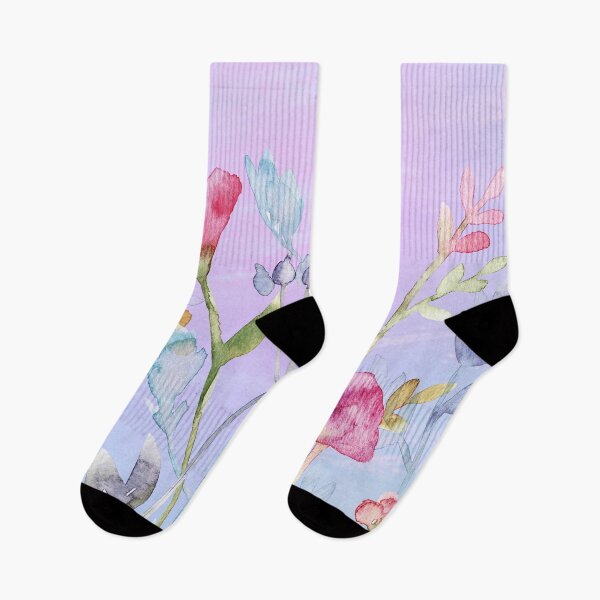 Item preview, Pastel Pink, Blue, Purple Watercolor Flowers  designed and sold by DreamingDuck.