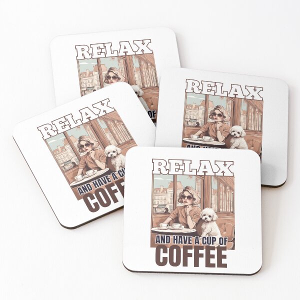 Item preview, Relax and have a cup of coffee dog maltipoo lover owner mom dad vintage designed and sold by SoulfulT.
