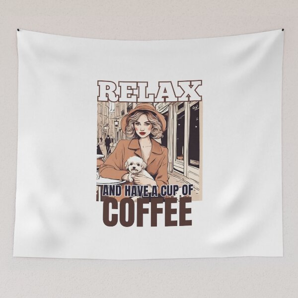 Item preview, Relax and have a cup of coffee dog cute maltipoo lover owner mom dad vintage designed and sold by SoulfulT.