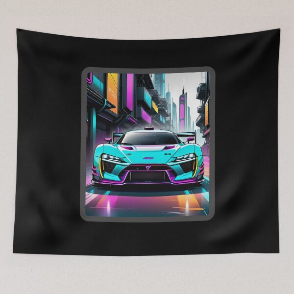 Item preview, Cyberpunk Racing Sports Car With City Skyline designed and sold by TheArtOfPat.