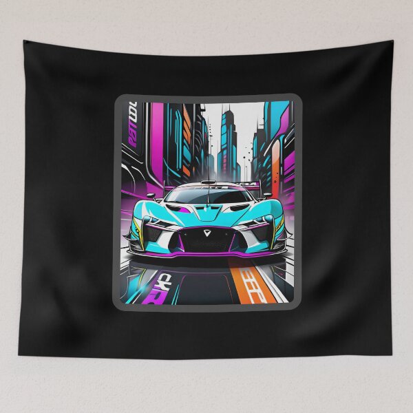Item preview, Cyberpunk Racing Sports Car With City Skyline designed and sold by TheArtOfPat.