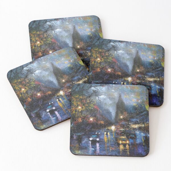 Item preview, Evening cityscape painting designed and sold by SashaBrisac.
