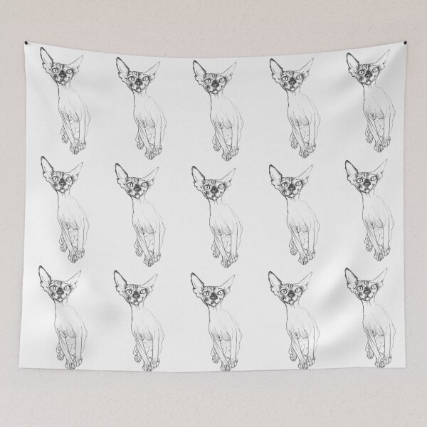 Item preview, What - Line drawing of amazed Sphynx cat  designed and sold by SphynxThings.