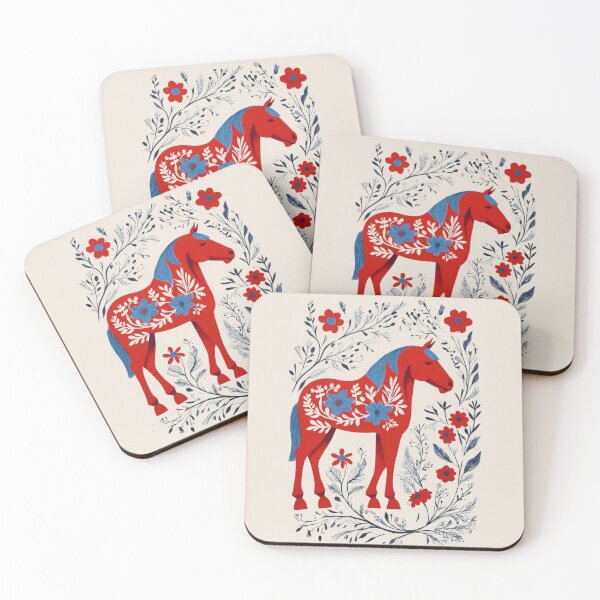 Item preview, Swedish Dala Horses Red, Funny Dala Horses designed and sold by Madebysomeny.