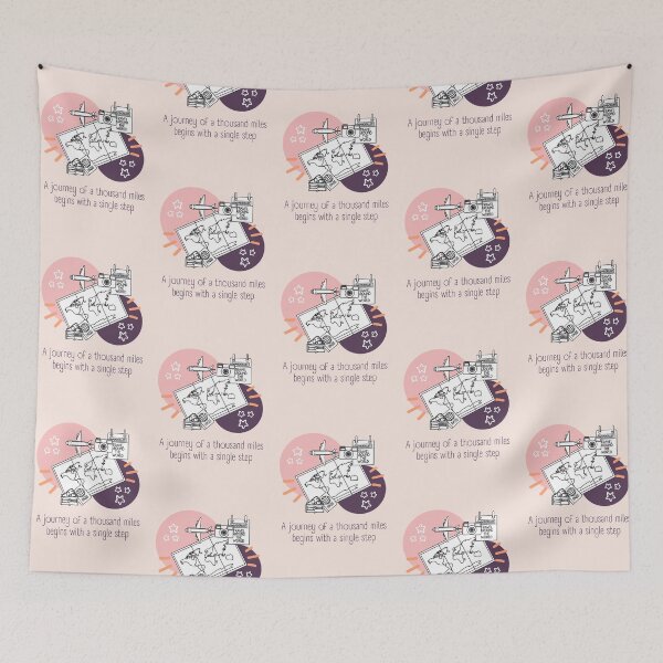 Item preview, A journey of a thousand miles begins with a single step | Pastel Pink Background designed and sold by RM-Journey.