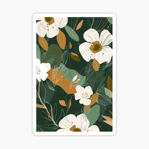 Vista previa del artículo con la obra «verde ocre blanco verde salvia floral alphonse mucha flores», diseñado y vendido por Big-Family-Art.