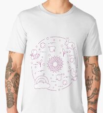 Rainbow, chicken, rabbit, bee. Spring theme. Men's Premium T-Shirt