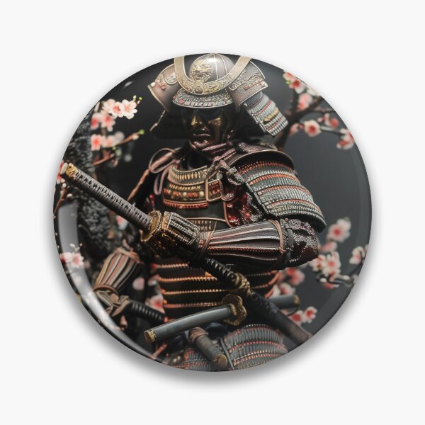 Item preview, Silent Strength: Miniature of a Samurai Warrior in Classic Armor Surrounded by Cherry Blossoms designed and sold by Mullet Monkey.