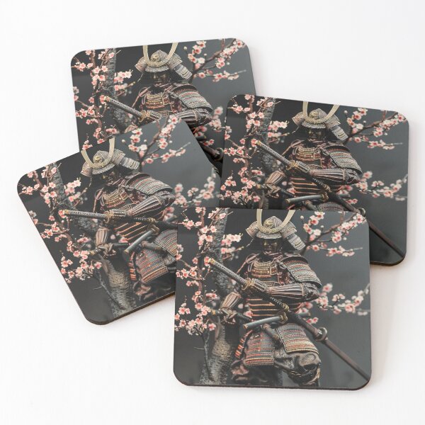 Item preview, Silent Strength: Miniature of a Samurai Warrior in Classic Armor Surrounded by Cherry Blossoms designed and sold by Mullet Monkey.