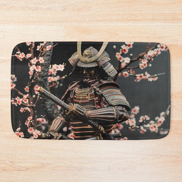 Item preview, Silent Strength: Miniature of a Samurai Warrior in Classic Armor Surrounded by Cherry Blossoms designed and sold by Mullet Monkey.