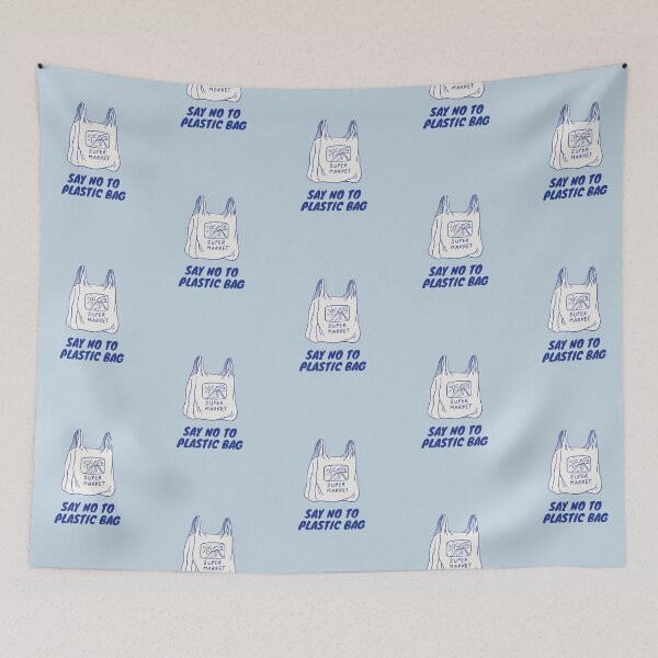Item preview, SAY NO TO PLASTIC BAG | Pastel Blue Background designed and sold by RM-Journey.