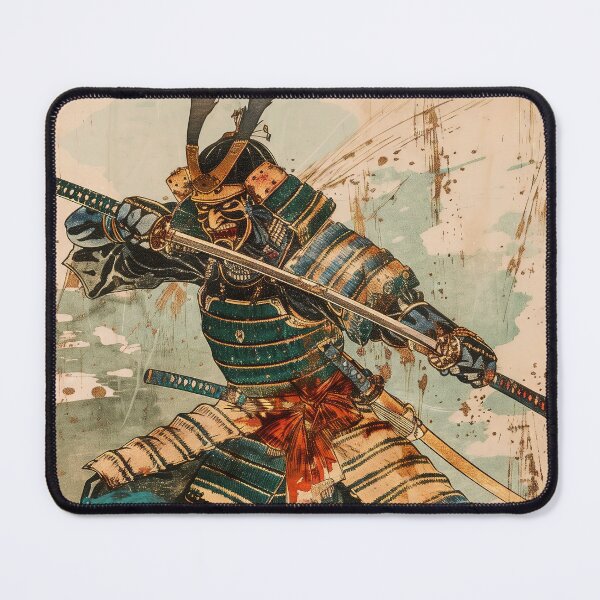 Item preview, Guardian of Tradition: Detailed Traditional Drawing of a Japanese Samurai in Armor designed and sold by Mullet Monkey.
