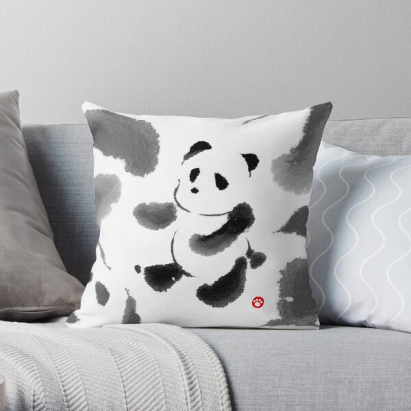 Ink Wash Panda Throw Pillow