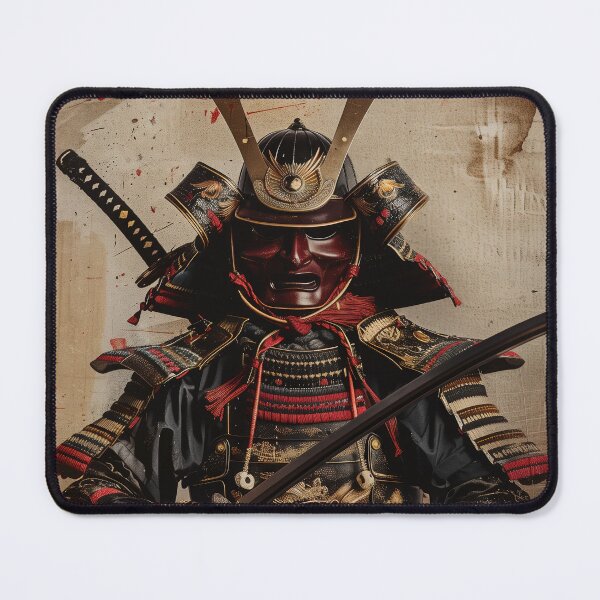 Item preview, In the Eyes of Honor: Intense Close-up of a Samurai in Traditional Gear designed and sold by Mullet Monkey.