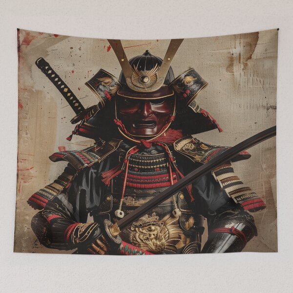 Item preview, In the Eyes of Honor: Intense Close-up of a Samurai in Traditional Gear designed and sold by Mullet Monkey.