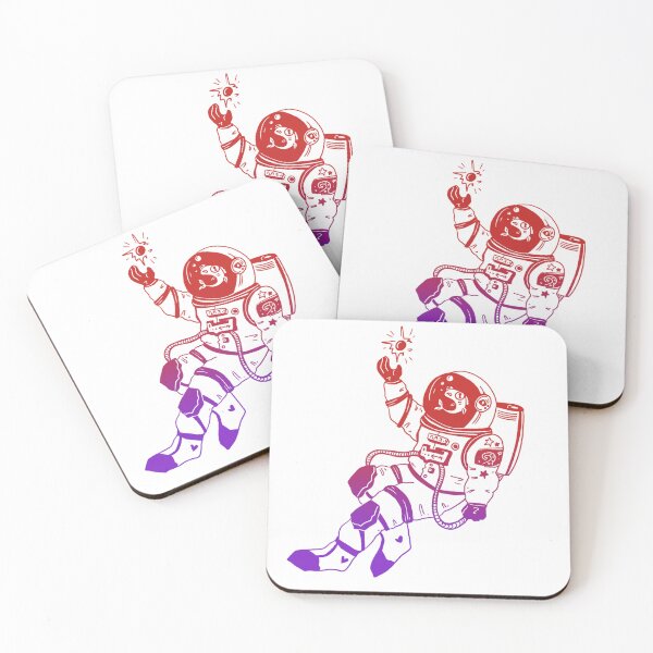 Item preview, Astronautical: fish in a spacesuit (light retro purple and red) designed and sold by TheDoodlemancer.
