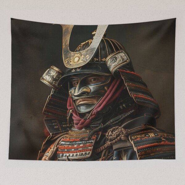 Item preview, Icon of Bushido: Detailed Close-up of a Traditional Japanese Samurai in Armor designed and sold by Mullet Monkey.