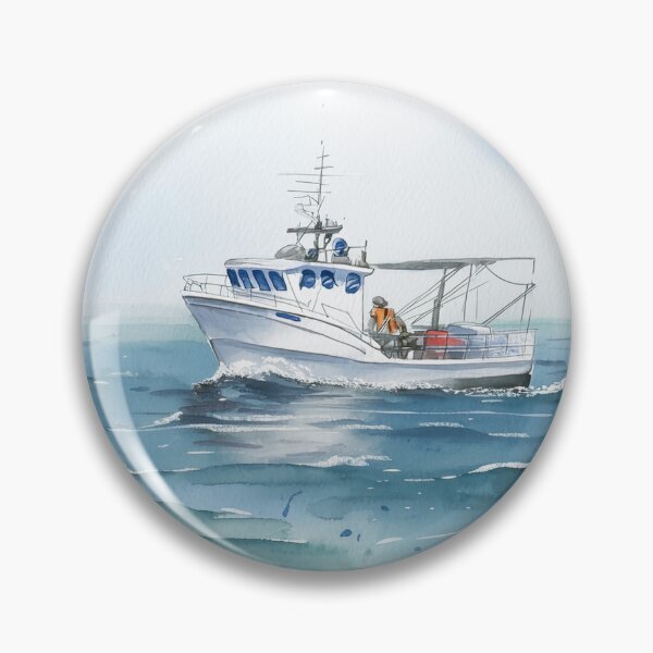 Item preview, A serene watercolor scene depicts a boat braving the waves, with two figures aboard amidst a cloudy backdrop designed and sold by homydesign.